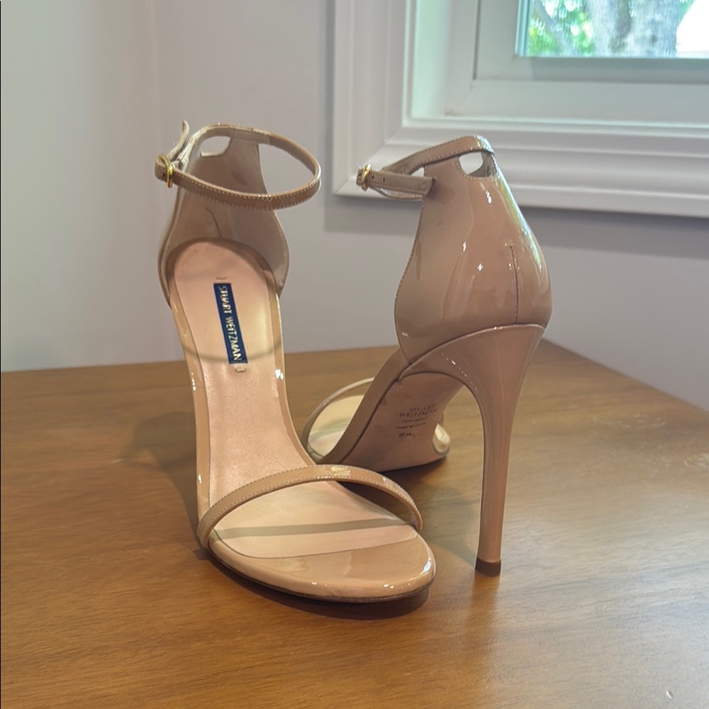 Stuart Weitzman Nudistong M8.5 Tan Heels Classic Stiletto Design